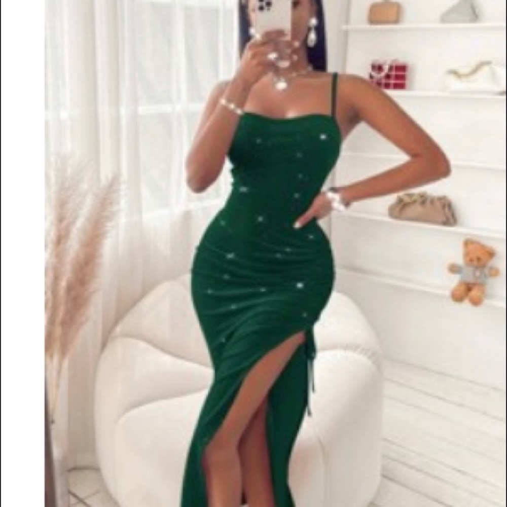 Shein Velvet Rhinestone Dress - Picture 2 of 2